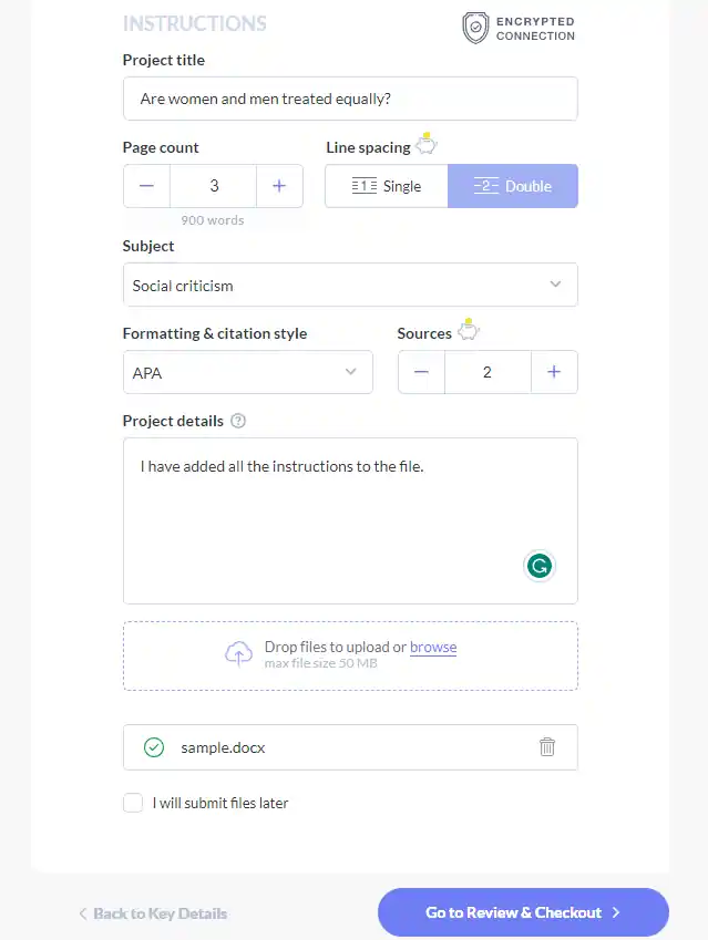 Justdomyessay order form