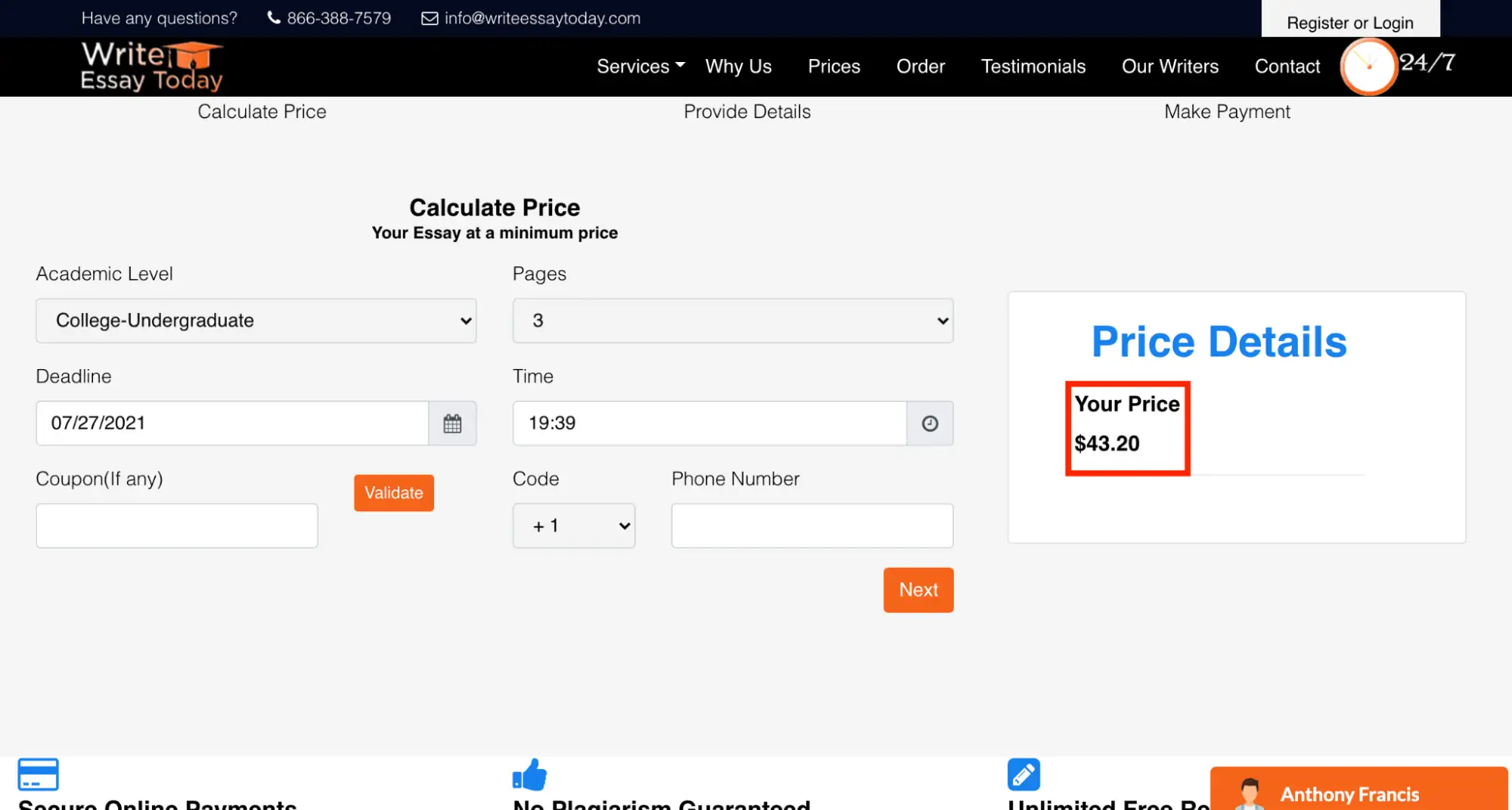 WriteEssayToday prices