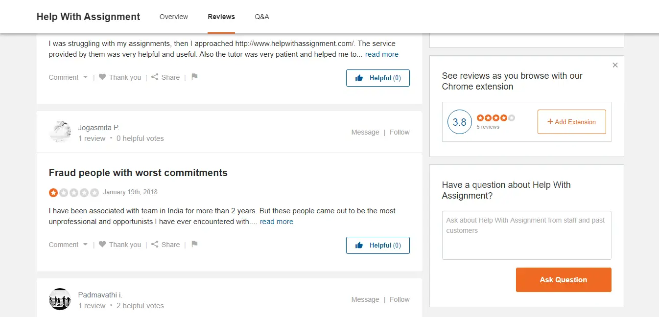 Reviews on HelpWithAssignment at Sitejabber