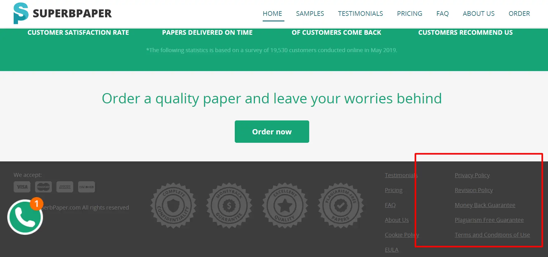 no online chat icon on SuperbPaper