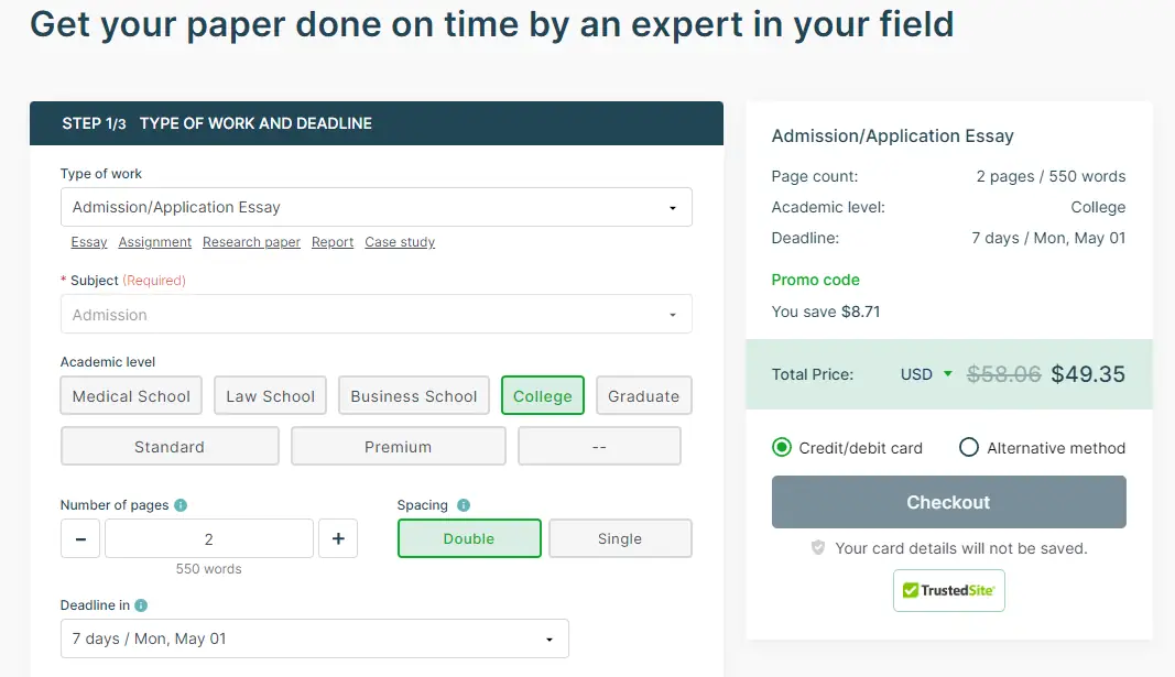 EssayClub order form