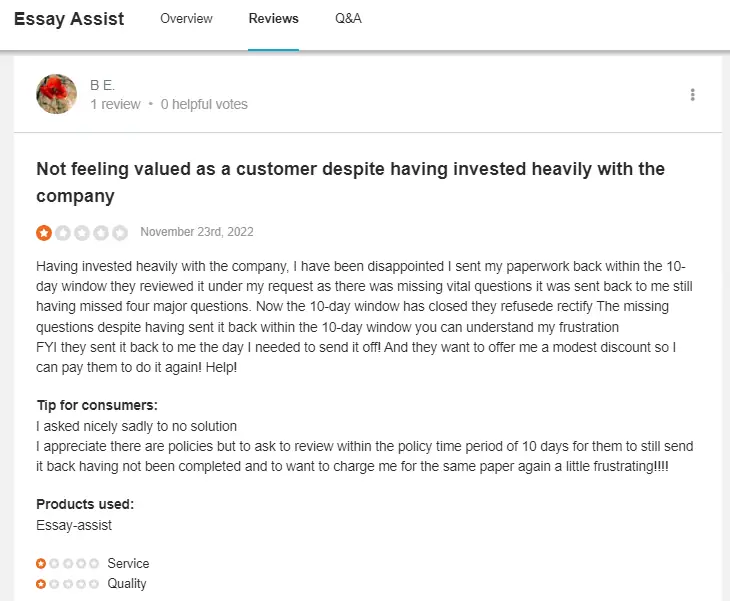Essayassist reviews on Sitejabber
