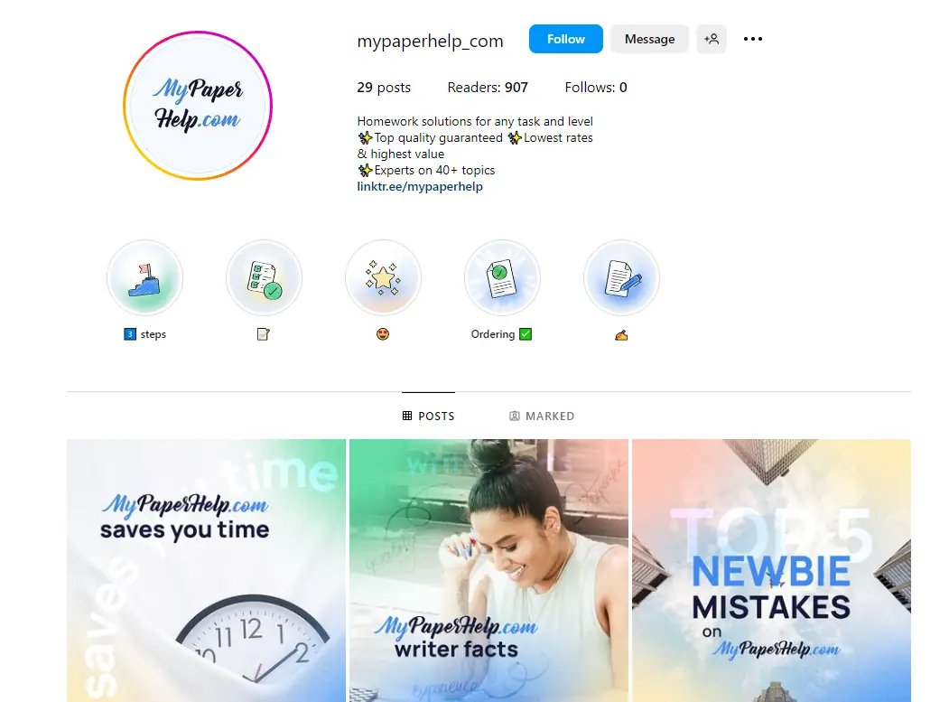 Mypaperhelp Instagram account