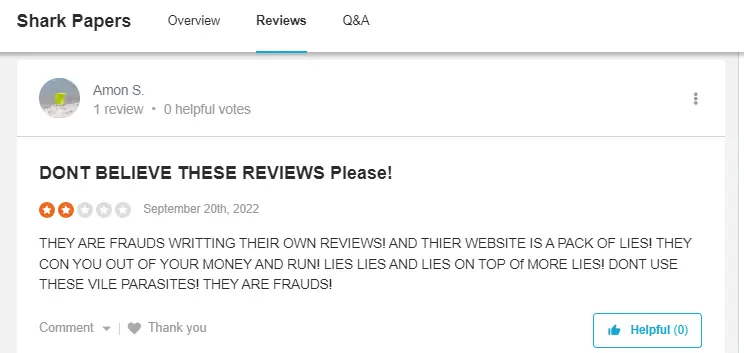 SharkPapers review on Sitejabber