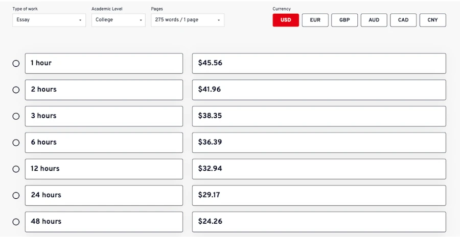 Prices & Deadlines