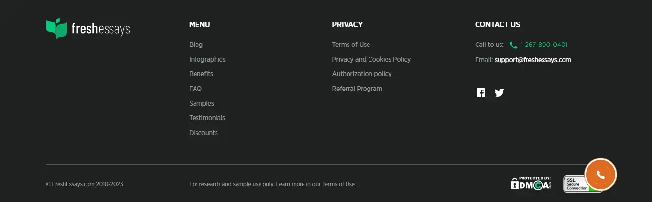 FreshEssays footer