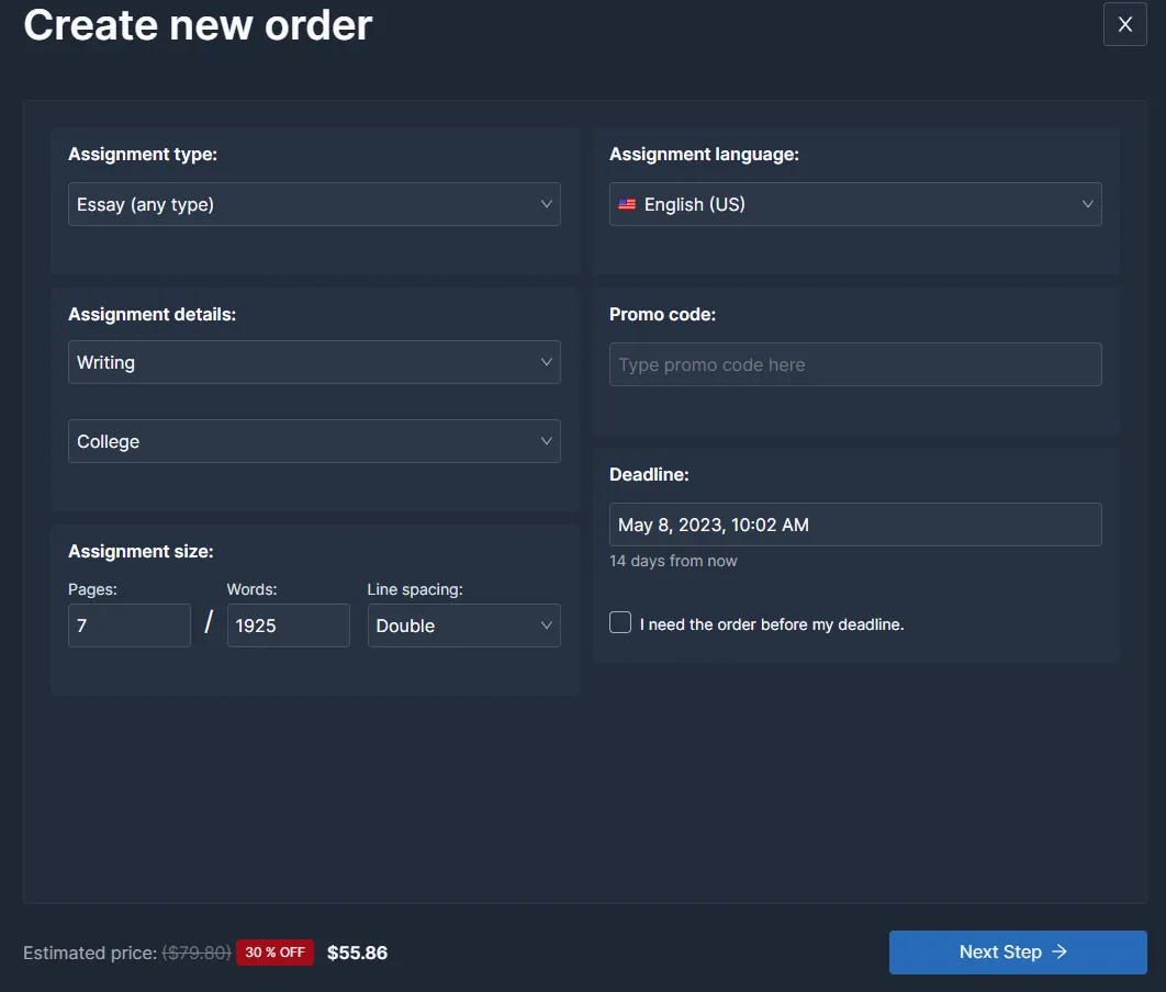 Helpstudy order form