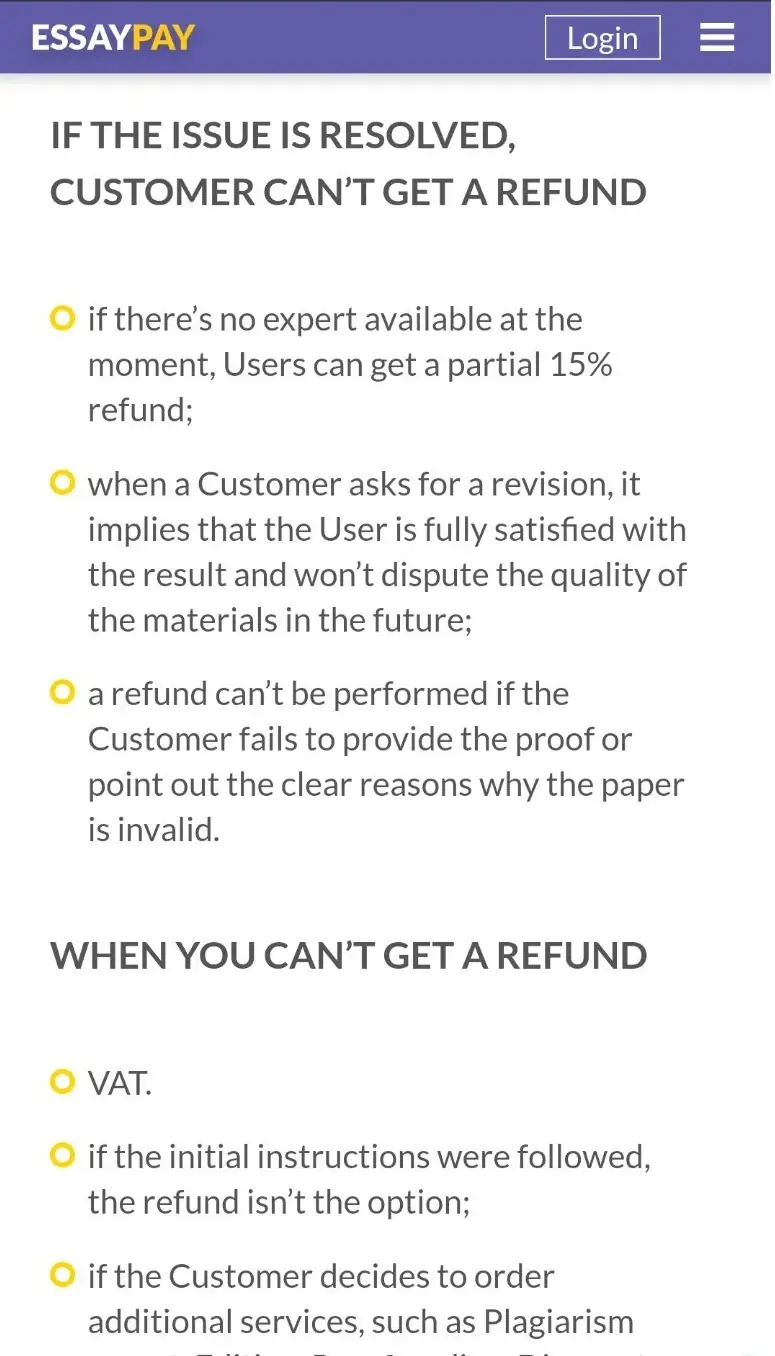 EssayPay refund policy
