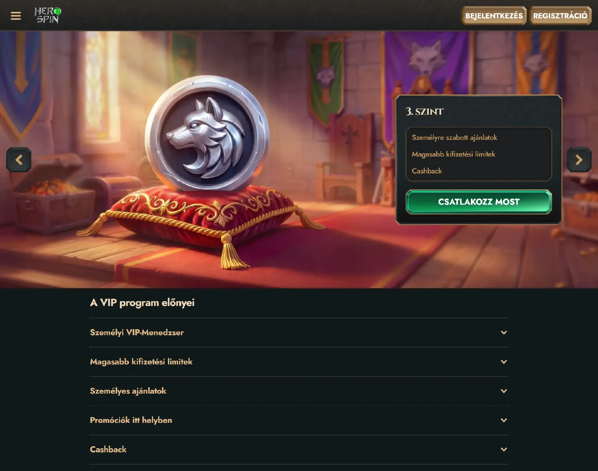 A Herospin VIP-hűségprogram A Herospin VIP-hűségprogram