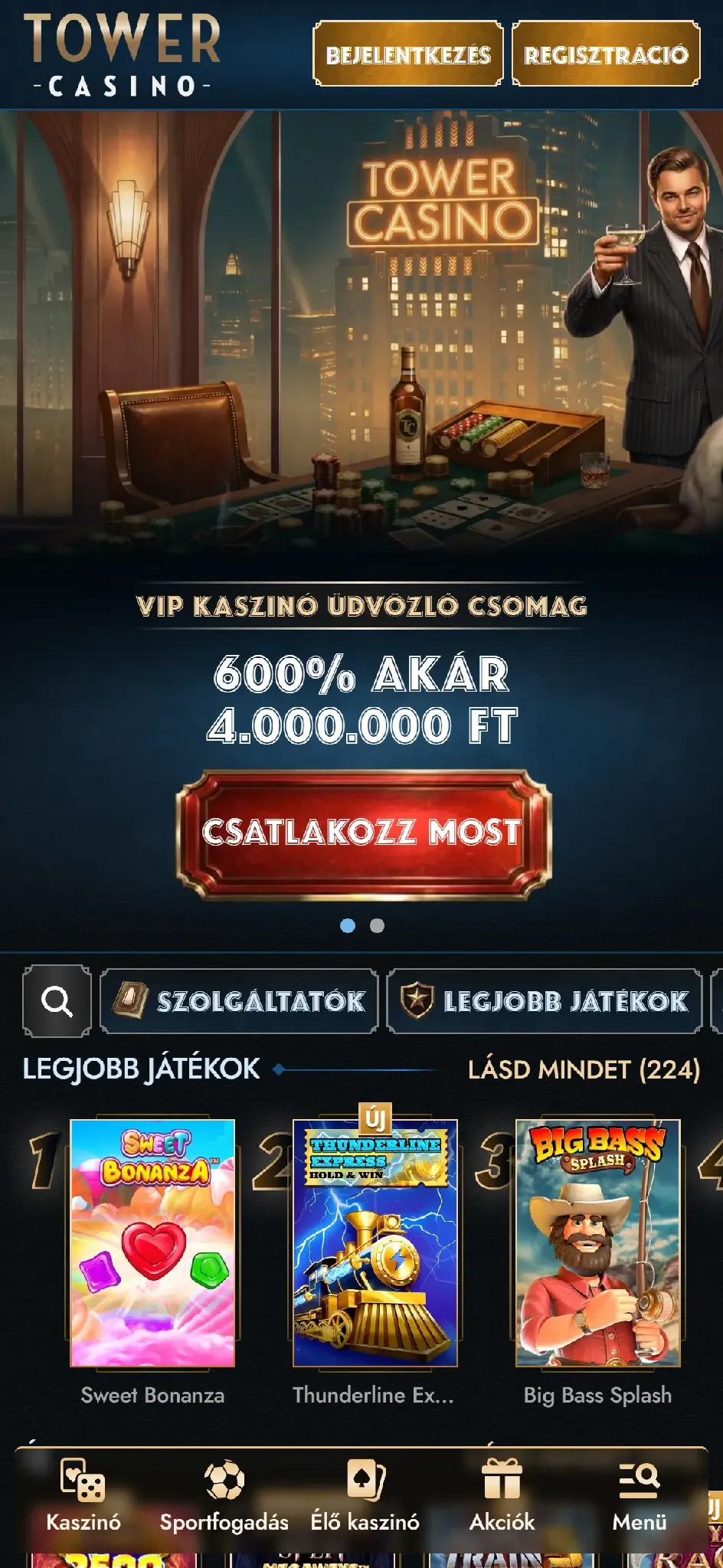 Tower Casino mobilon &eacute;s alkalmaz&aacute;sk&eacute;nt