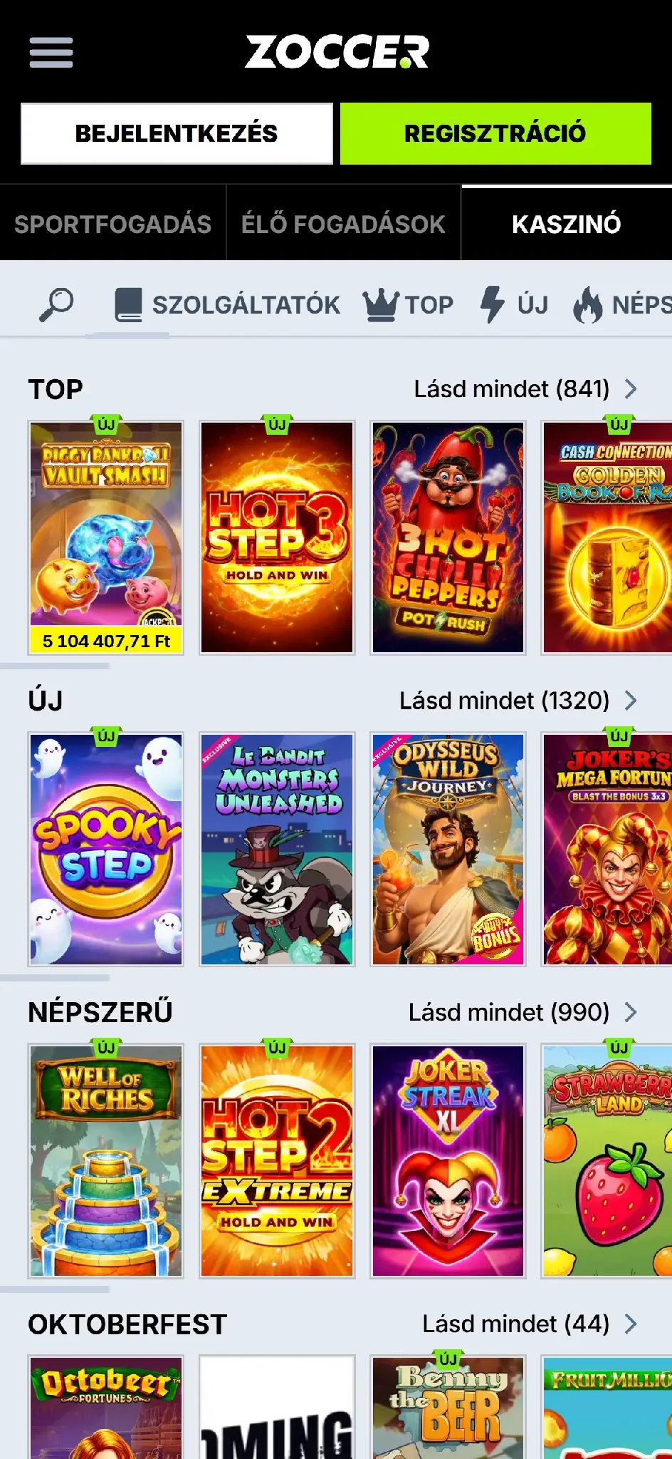 Mobilon a Zoccer: kaszin&oacute; &eacute;s alkalmaz&aacute;s