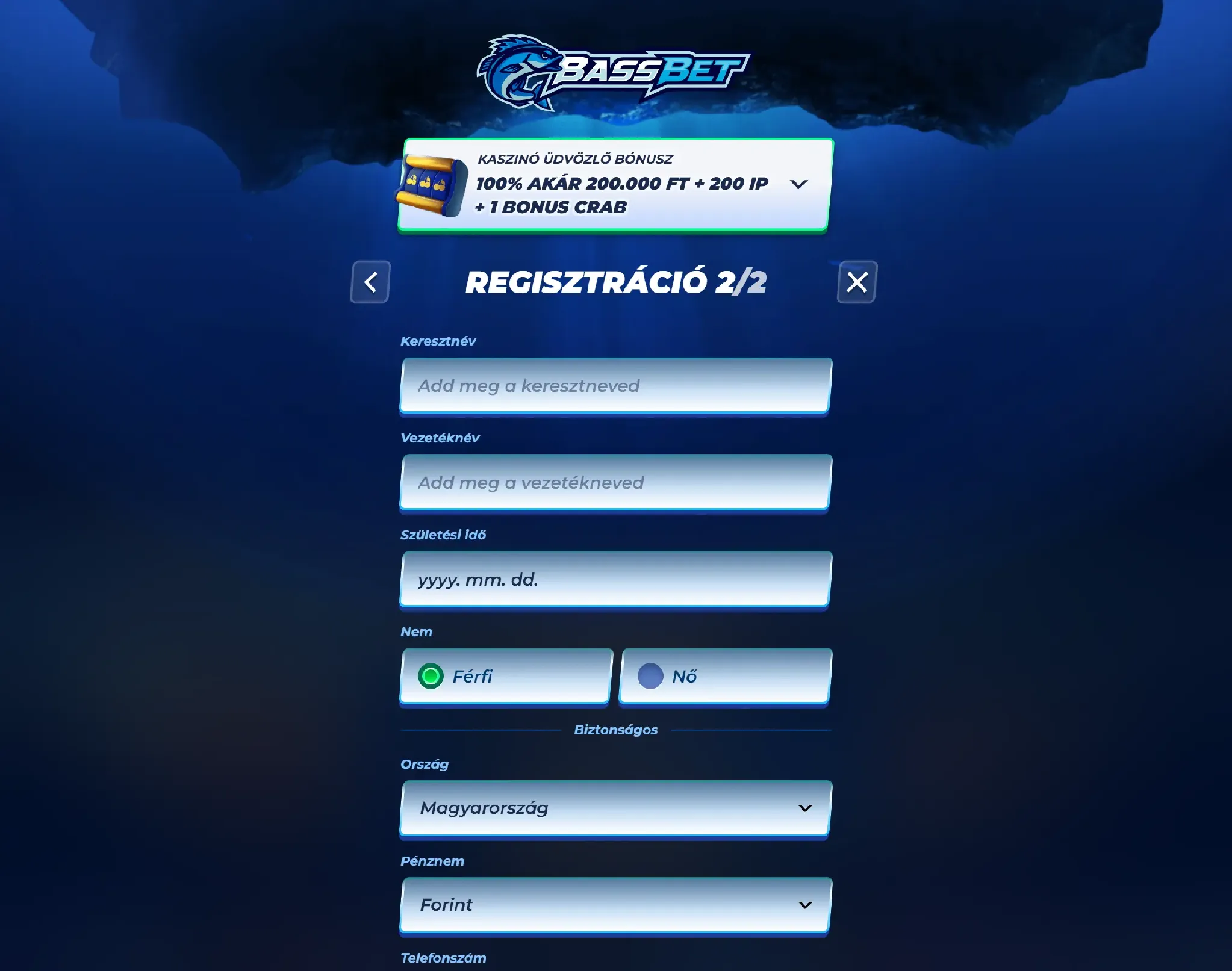 A Bassbet regisztráció negyedik lépése A Bassbet regisztráció negyedik lépése