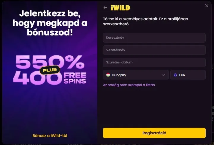 Regisztrációs űrlap 2 Regisztrációs űrlap 2