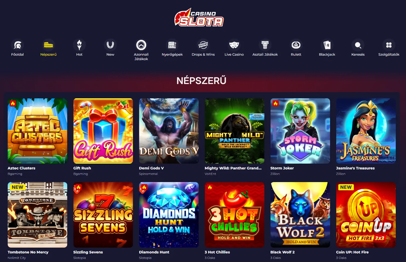 Slota Casino játékok
