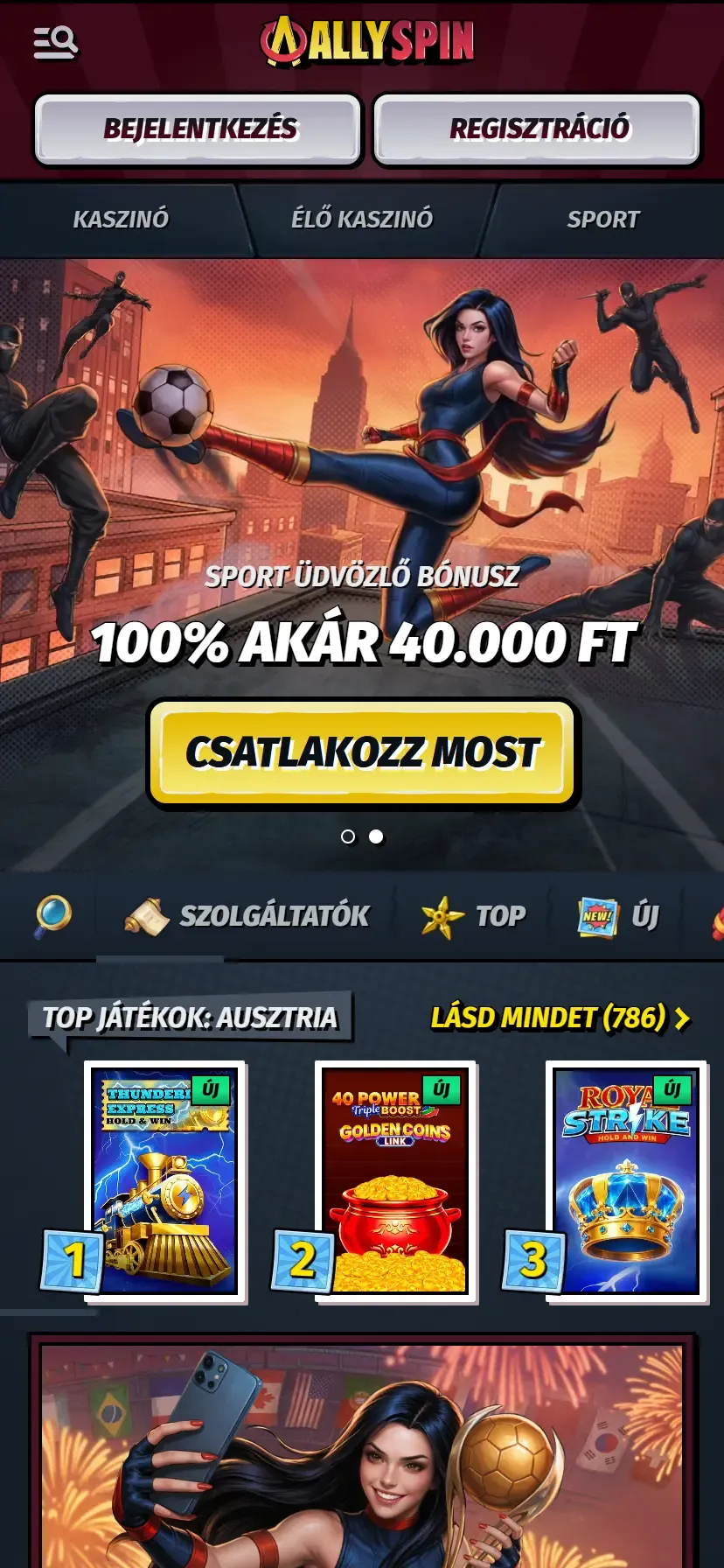 Az Allyspin mobil oldala Az Allyspin mobil oldala