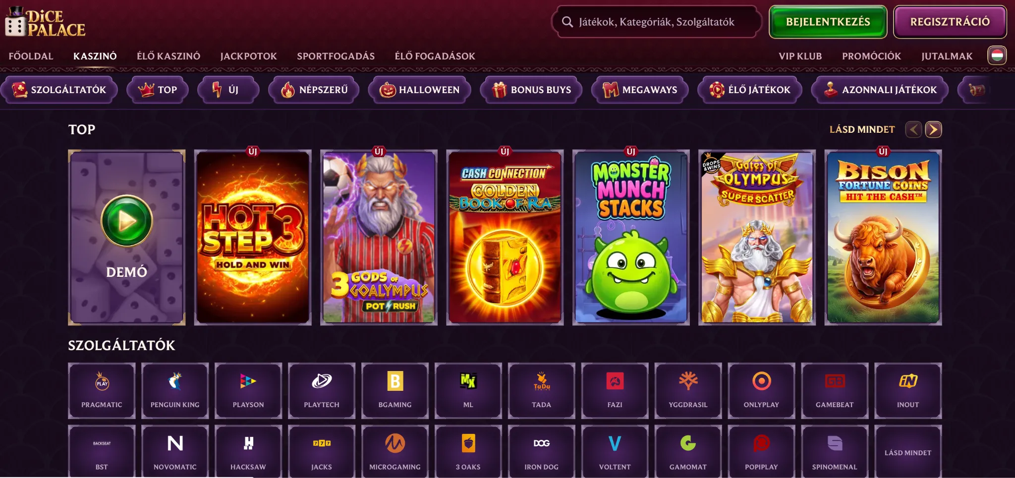 A DicePalace Kaszinó Játékok Kínálata A DicePalace Kaszinó Játékok Kínálata