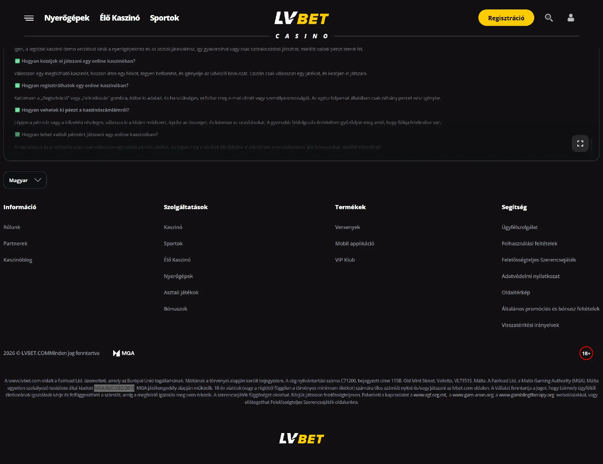 Az LVBet Kaszinó licence Az LVBet Kaszinó licence