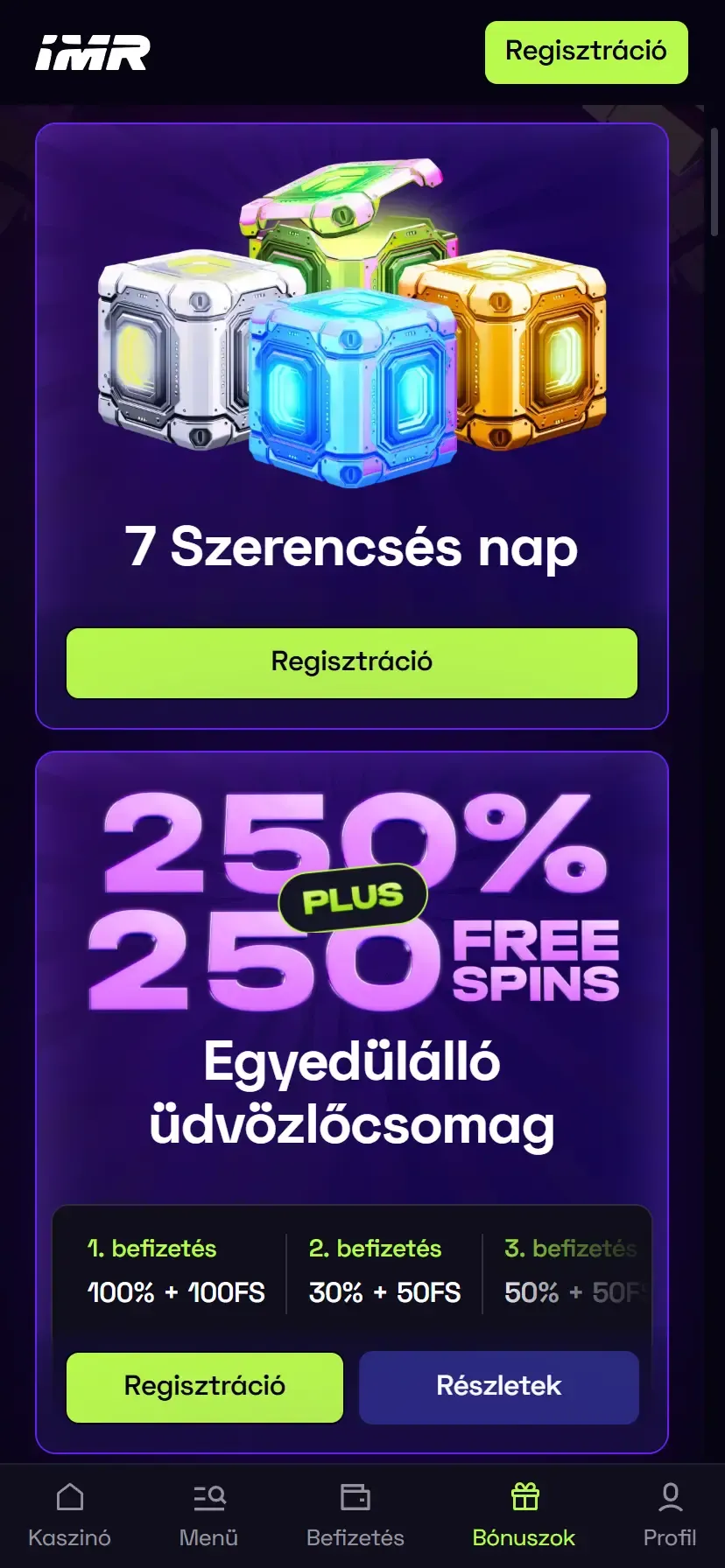 Az Immerion Kaszinó mobilon