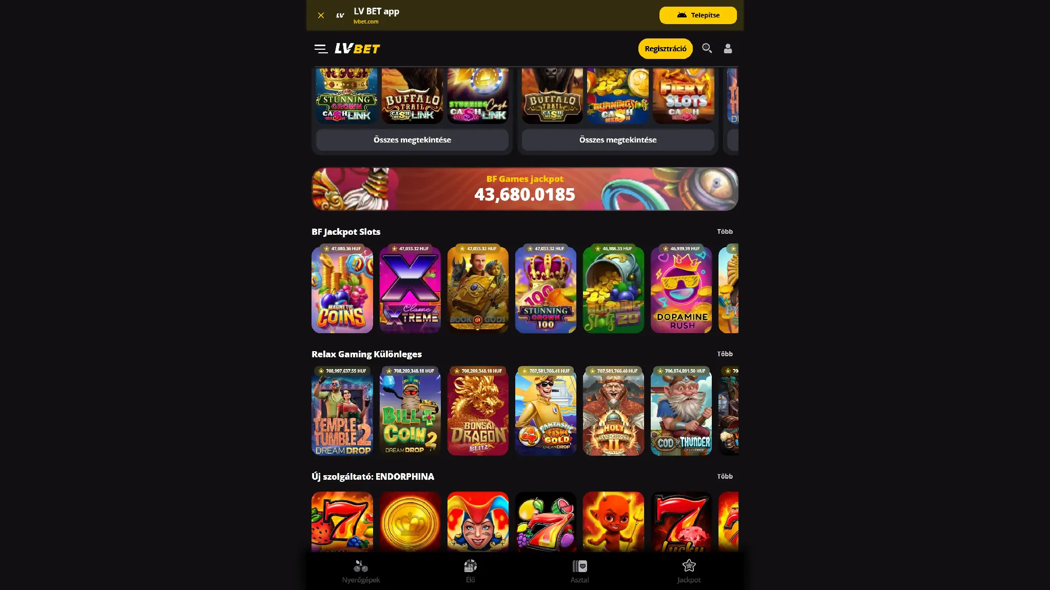 Az LVBet Casino felülete Az LVBet Casino felülete