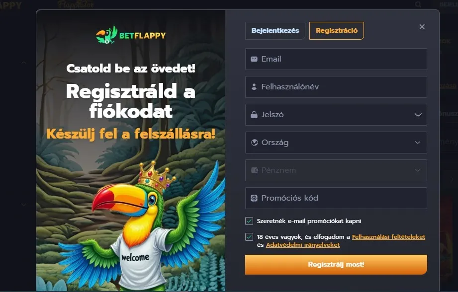 Regisztrációs űrlap