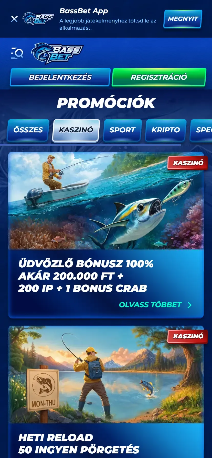 A Bassbet mobil verziója A Bassbet mobil verziója