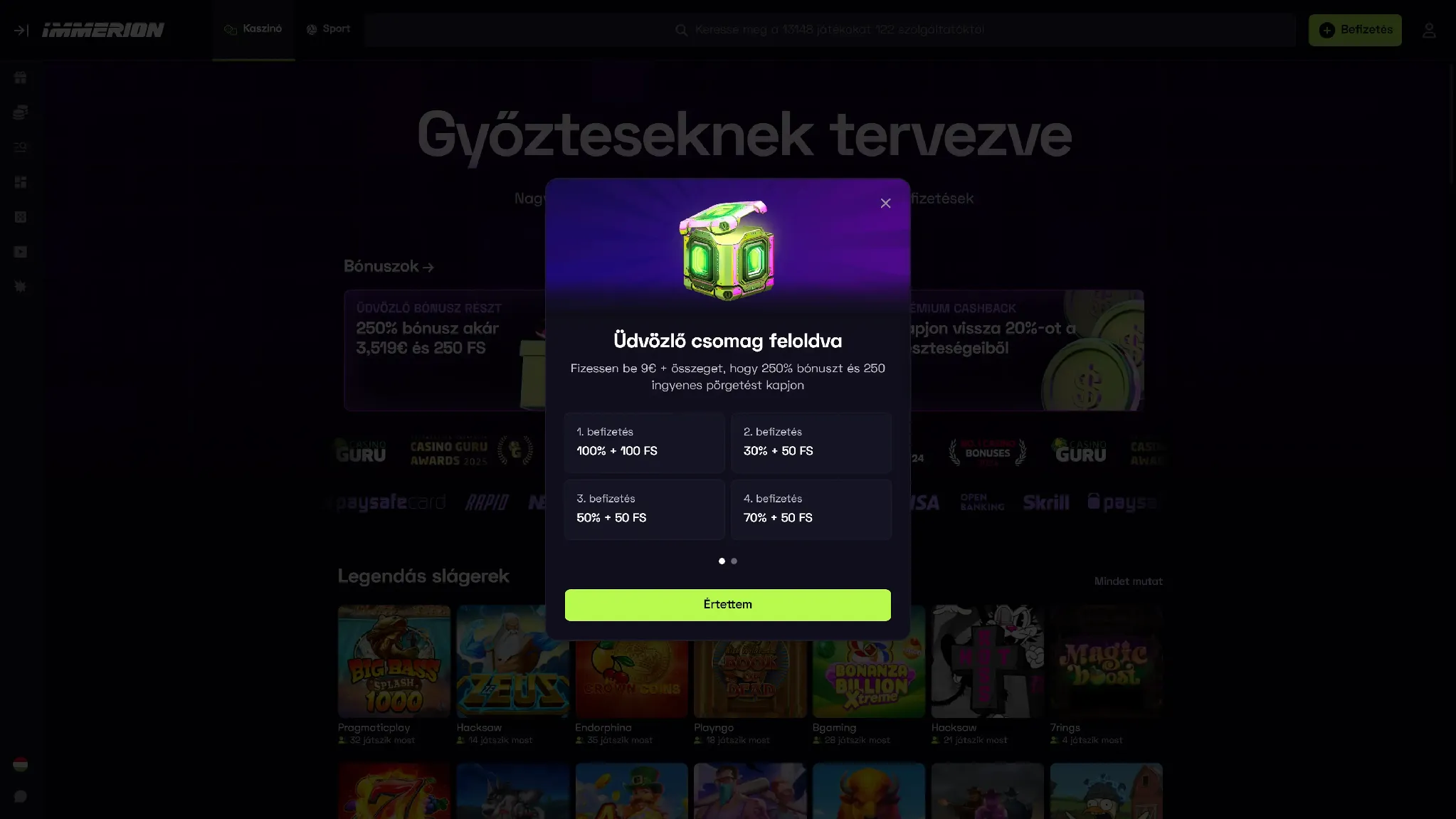 Az Immerion Kaszinó regisztráció negyedik lépése