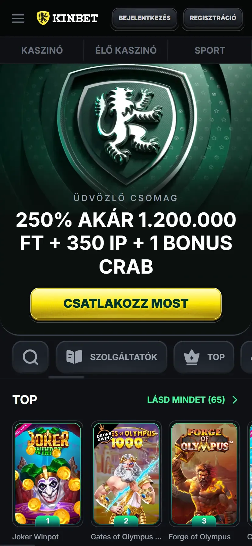 A Kinbet mobil változata A Kinbet mobil változata