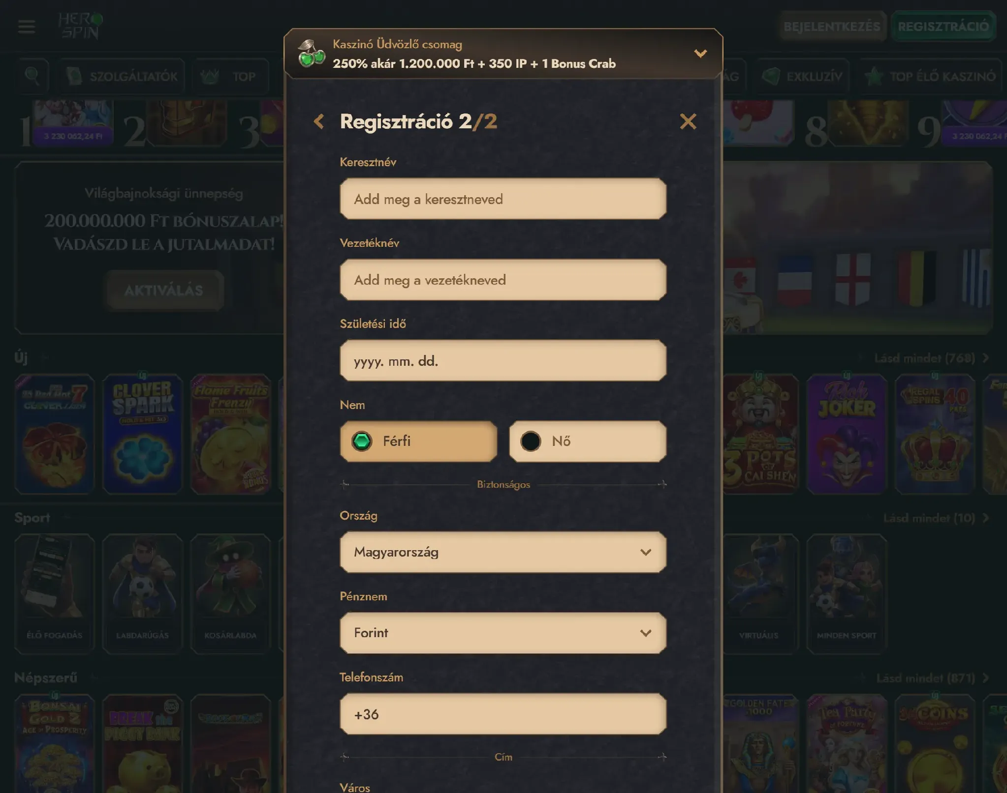 A Herospin regisztráció negyedik lépése A Herospin regisztráció negyedik lépése