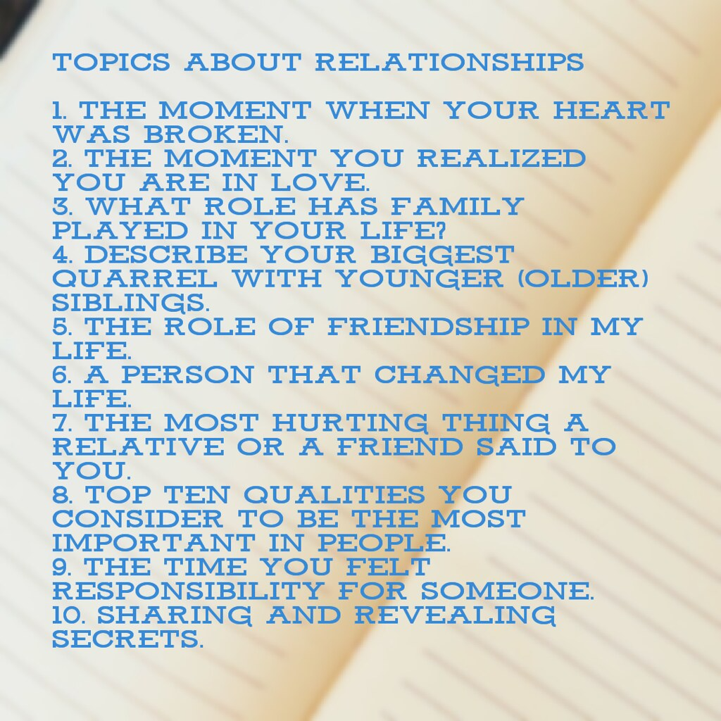 Topics about relationships