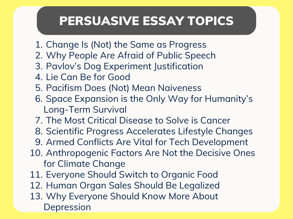 sample persuasive essay topics