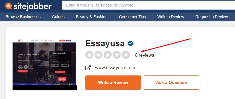 EssayUSA review on SiteJabber