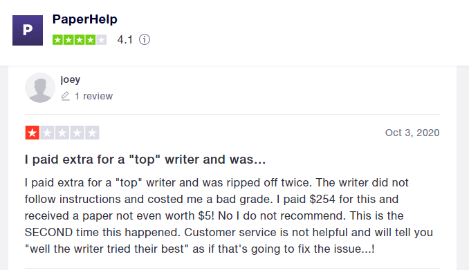 paper help legit PaperHelp review on TristPilot