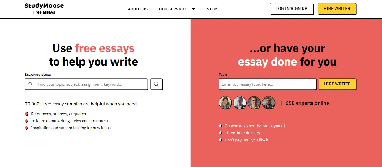 StudyMoose main page