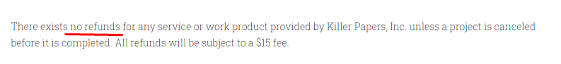 Killer papers refund