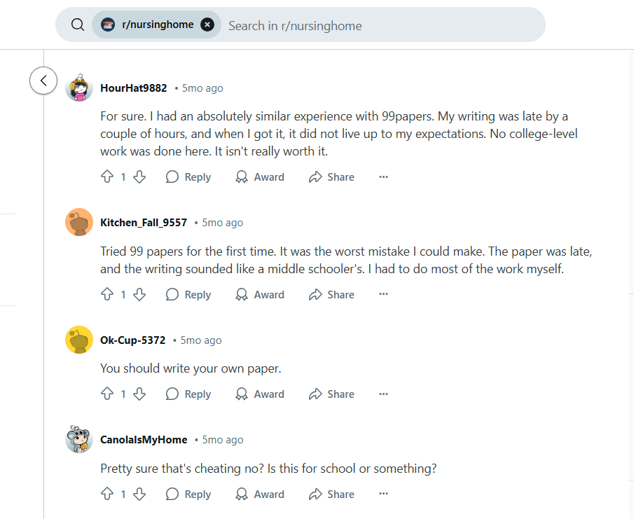 99papers reddit reviews