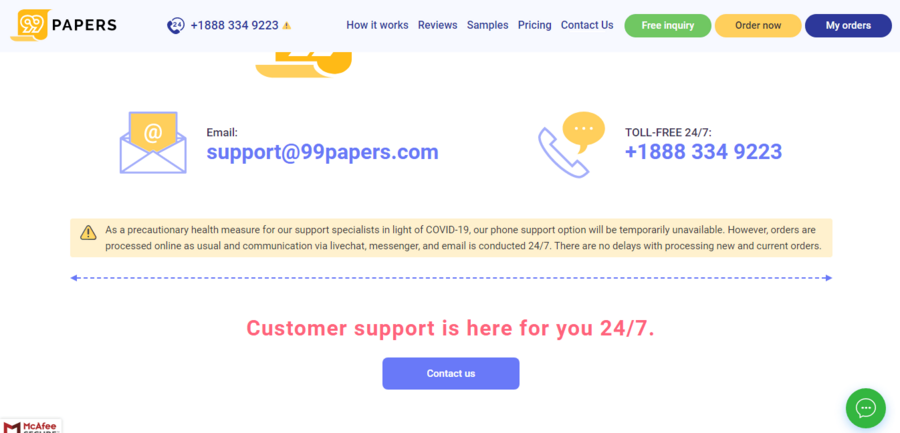 99papers support information