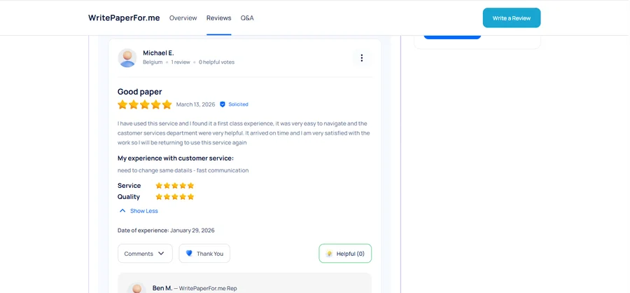 write paper for me customer review