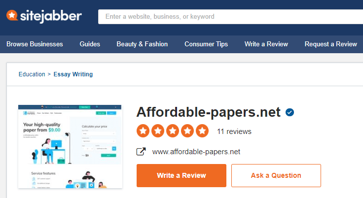 Affordable-Papers review on SiteJabber
