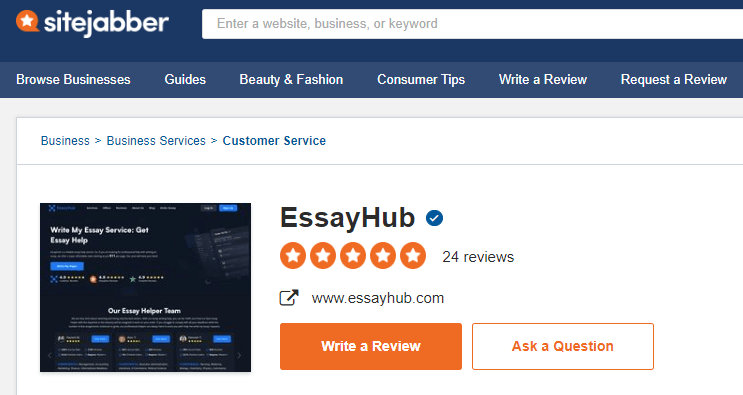 EssayHub review on SiteJabber
