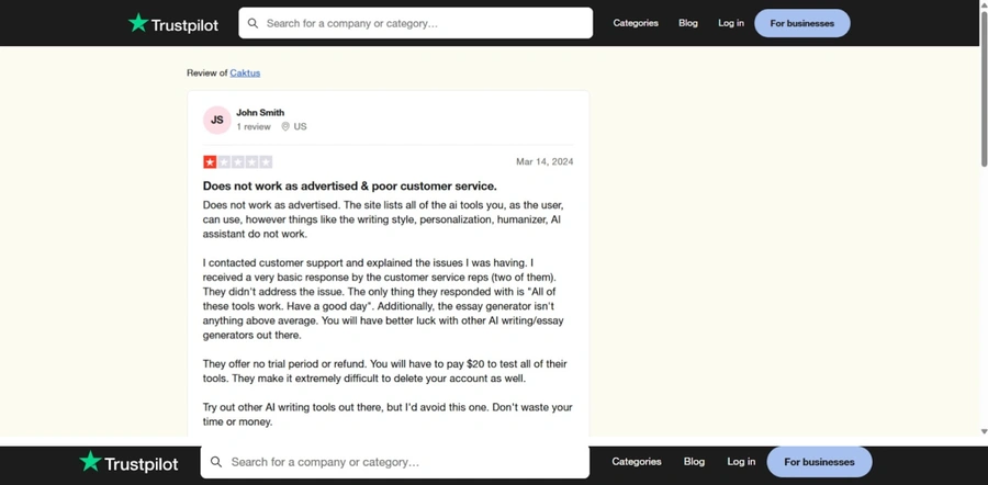 caktus ai online reputation