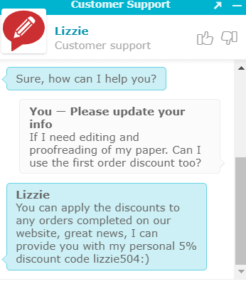 WriteMyPaper4Me Chatting with a supporter