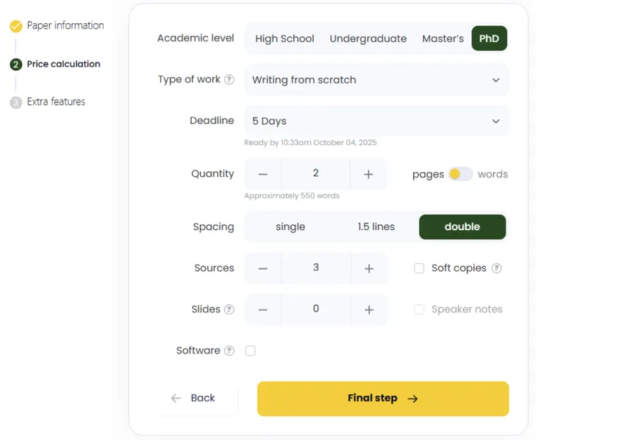 Papersroo.com ordering process