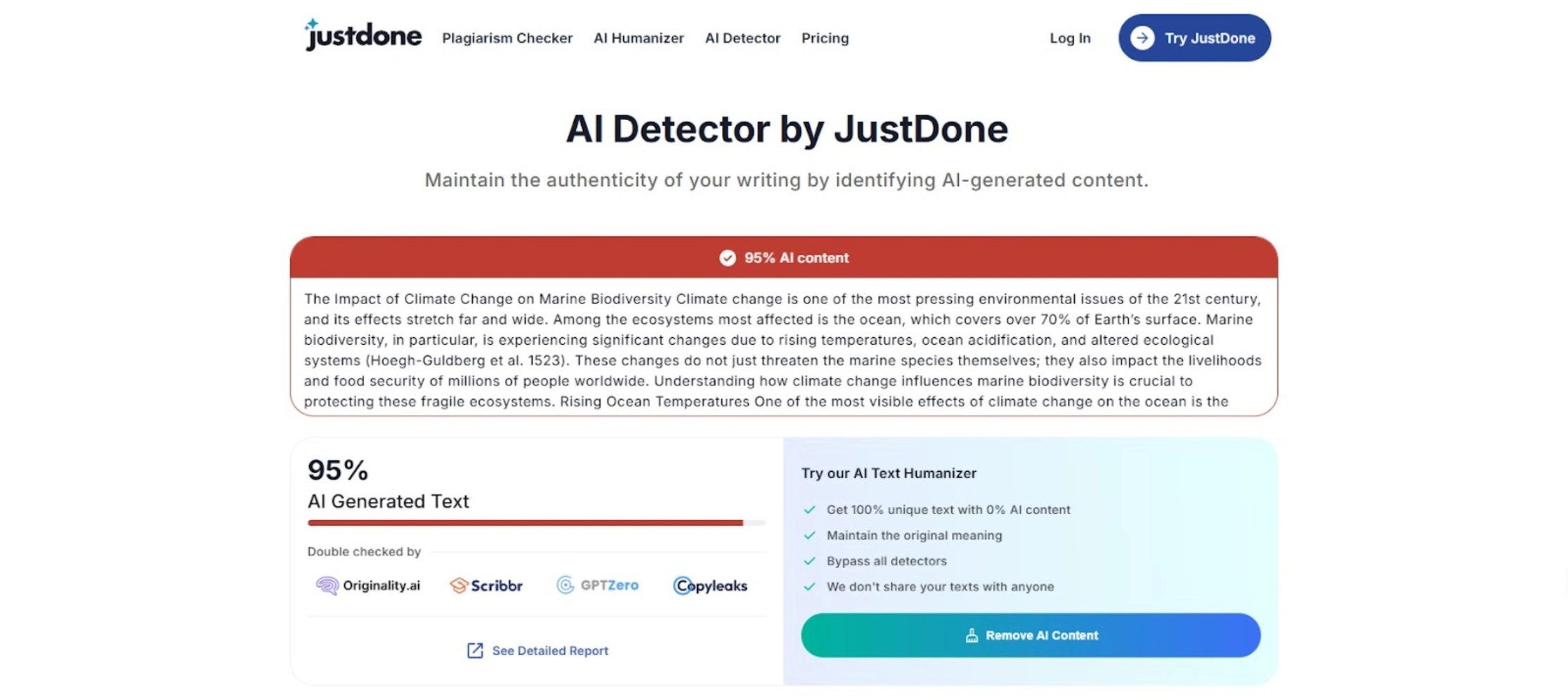 jasper ai service ai detector