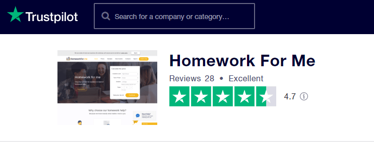 Homeworkfor.me review on Trustpilot