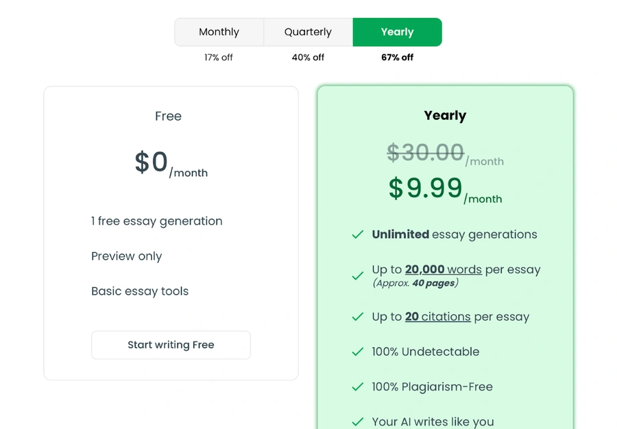 writeless ai pricing
