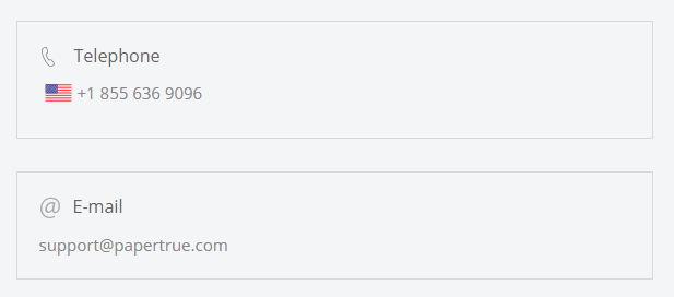 PaperTrue contacts