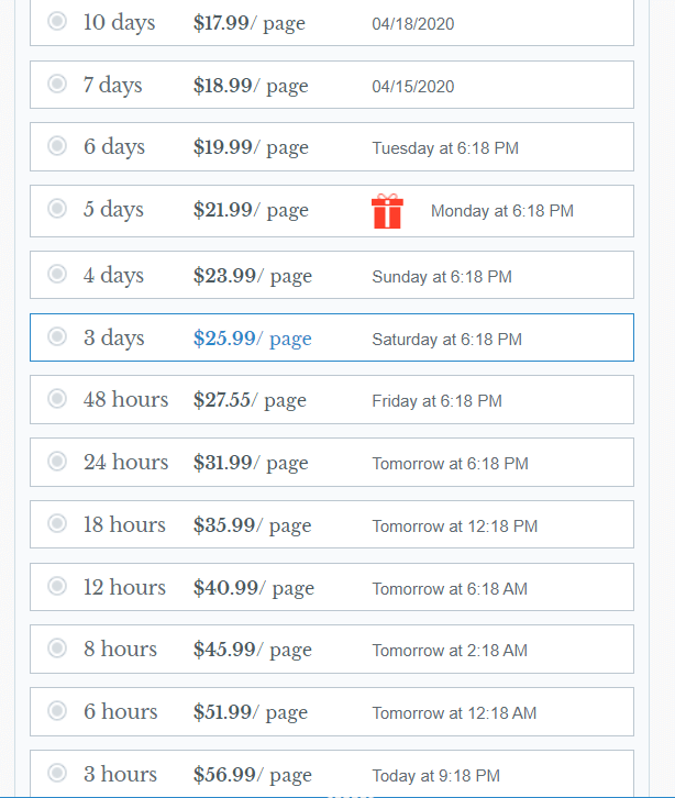 GrabMyEssay price list