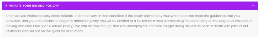Unemployedprofessors refund policy