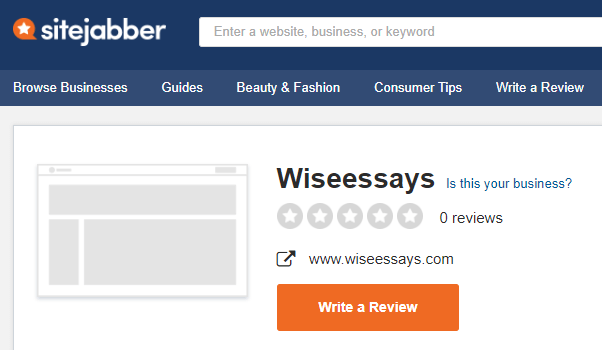 WiseEssays review on SiteJabber