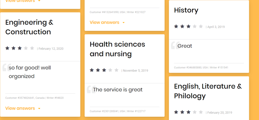 Feedbacks and rating from customers